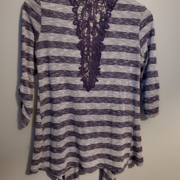 Purple Striped Lace No Boundaries Cardigan - Size L (11/13) - Picture 15 of 15